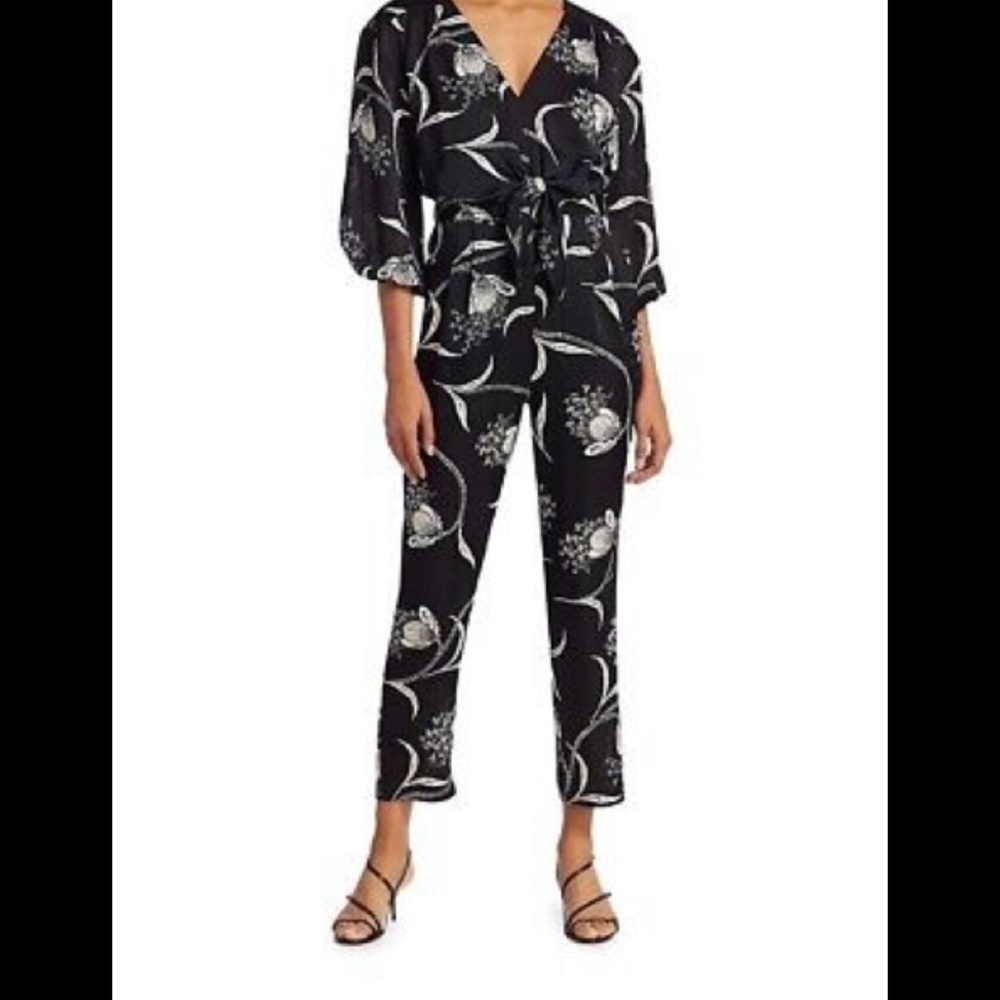Joie Shaila Butterfly Floral Balloon Sleeve Jumpsuit
